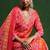 Floral printed cotton v neck kurta trouser & dupatta set