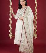 Women Ethnic Motifs Embroidered Thread Work Cotton Kurta with Trousers & With Dupatta