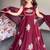 maroon fandy silk blend  party wear embroidery anarkali suit set