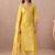 Floral Yoke Design V-Neck Thread Work Liva Straight Kurta With Trousers & Dupatta