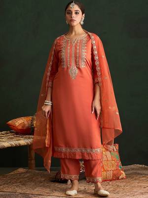 Women Ethnic Motifs Embroidered Gotta Patti Kurta with Trousers & With Dupatta 1