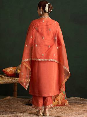 Women Ethnic Motifs Embroidered Gotta Patti Kurta with Trousers & With Dupatta 6