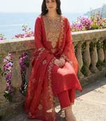 Women Ethnic Motifs Embroidered Thread Work Kurta with Trousers & With Dupatta