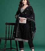 Women Ethnic Motifs Embroidered Straight Cotton Kurta Set