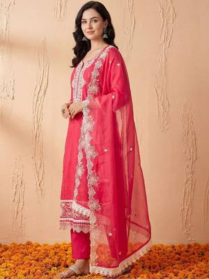 Women Ethnic Motifs Embroidered Thread Work Kurta with Trousers & With Dupatta 3
