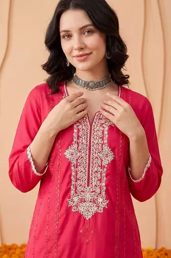 Women Ethnic Motifs Embroidered Thread Work Kurta with Trousers & With Dupatta