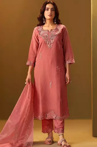 Women Ethnic Motifs Embroidered Kurta with Trousers & Dupatta