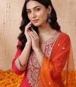 Women Ethnic Motifs Embroidered Sequinned Kurta with Trousers & With Dupatta
