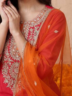 Women Ethnic Motifs Embroidered Sequinned Kurta with Trousers & With Dupatta 3