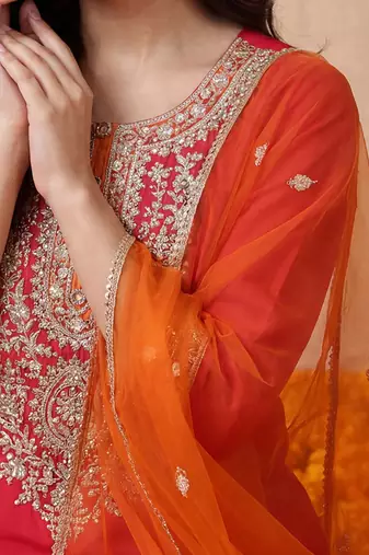 Women Ethnic Motifs Embroidered Sequinned Kurta with Trousers & With Dupatta