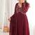 maroon georgette party wear embroidery anarkali suit set stitched