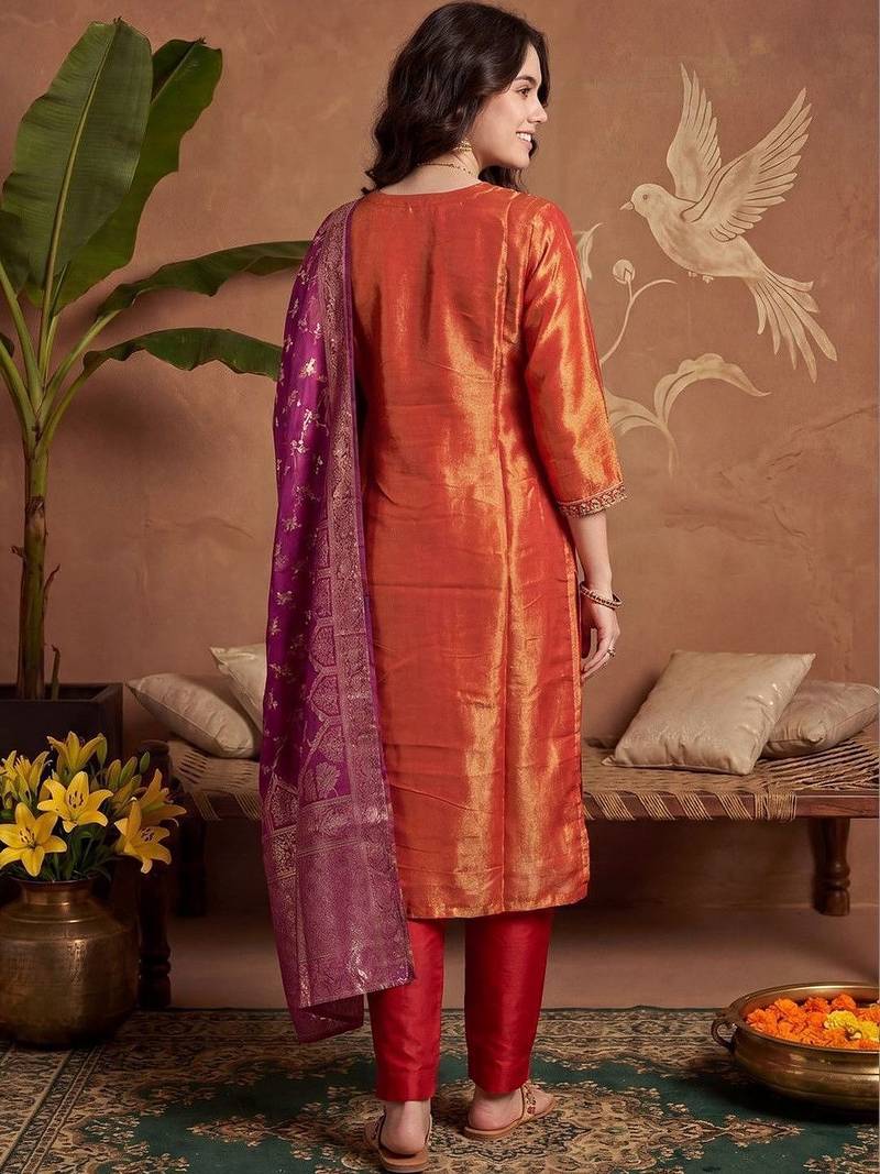 Women Ethnic Motifs Embroidered Thread Work Kurta with Trousers & With Dupatta