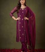 Women Ethnic Motifs Embroidered Kurta with Trousers & With Dupatta