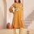 Floral Embroidered Mandarin Collar Cotton Kurta With Trousers
