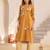 Floral Embroidered Mandarin Collar Cotton Kurta With Trousers
