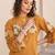 Floral Embroidered Mandarin Collar Cotton Kurta With Trousers