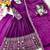 Plum Embroidery Sequences With Mirror Silk Blend Gown Set