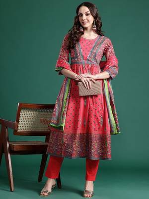 Ethnic Motifs Printed Kurta with Trousers & Dupatta 8