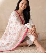 Women Ethnic Motifs Embroidered Thread Work Cotton Kurta with Trousers & With Dupatta