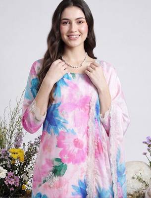 Women Floral Printed Kurta with Trousers & With Dupatta 2