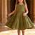 Girls solid green cotton tiered dress – sleeveless knee-length flared frock