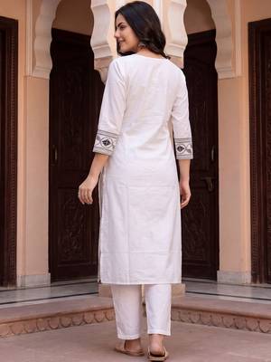 Women Ethnic Motifs Embroidered Regular Mirror Work Pure Cotton Kurta with Trousers & With Dupatta 4