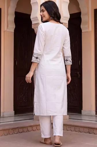 Women Ethnic Motifs Embroidered Regular Mirror Work Pure Cotton Kurta with Trousers & With Dupatta