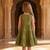 Girls solid green cotton tiered dress – sleeveless knee-length flared frock