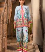 Sky blue rayon printed co-ord set