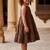 Girls solid brown cotton tiered dress – sleeveless knee-length flared frock