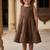 Girls solid brown cotton tiered dress – sleeveless knee-length flared frock