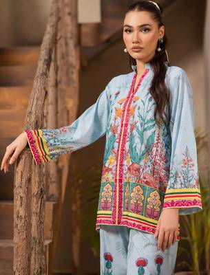 Sky blue rayon printed co-ord set 5