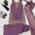 Purple fandy silk heavy thread embroidery work kurta palazzo set