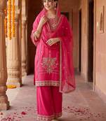 Women Ethnic Motifs Embroidered Sequinned Kurta with Palazzos & With Dupatta