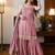 Dusty pink fandy silk heavy thread embroidery work kurta sharara set