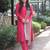 Rani pink cotton beautiful plain top-bottom with printed dupatta kurta pant set