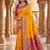 Yellow soft banarasi silk saree with zari weaving meenakari design