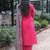 Rani pink cotton beautiful plain top-bottom with printed dupatta kurta pant set