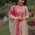 Cream zarna silk printed kurta pant set