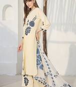 Floral Printed Straight Kurta With Palazzos & Dupatta