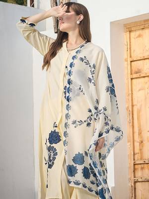 Floral Printed Straight Kurta With Palazzos & Dupatta 7