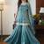 Teal fandy silk heavy thread embroidery work kurta sharara set