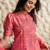 Rani pink french crepe printed kurta pant set