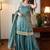 Teal fandy silk heavy thread embroidery work kurta sharara set