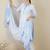 Women Floral Printed V Neck Linen Kurta with Trousers & Dupatta