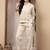 Off white cotton heavy thread embroidery work co-ord set