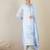Women Floral Printed V Neck Linen Kurta with Trousers & Dupatta
