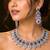 royal ruby & diamond look bridal necklace set with statement earrings maang tikka