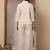 Off white cotton heavy thread embroidery work co-ord set