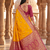Yellow soft banarasi silk saree with zari weaving meenakari design